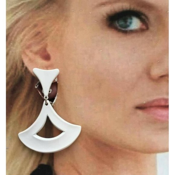 VTG HUGE Robert Lee Morris White EARRINGS Long